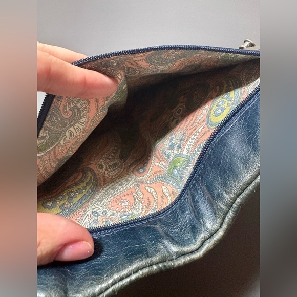 HOBO INTERNATIONAL Lauren Dark Blue Embossed Leather Clutch Wallet - Picture 8 of 12